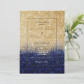 Gold en Blue Glitter Ombre Luxury Design Kaart (Staand voorkant)