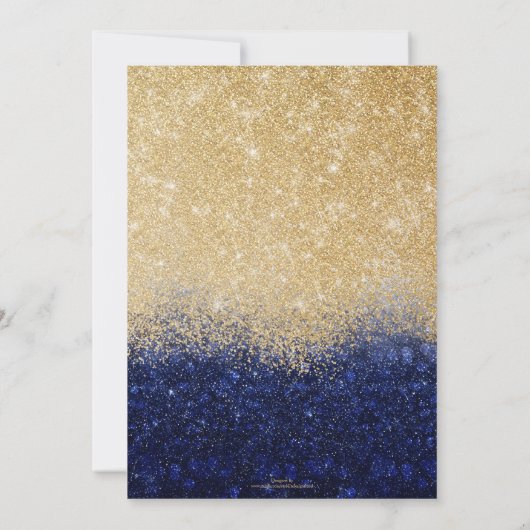 Gold en Blue Glitter Ombre Luxury Design Kaart (Achterkant)