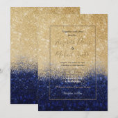 Gold en Blue Glitter Ombre Luxury Design Kaart (Voorkant / Achterkant)