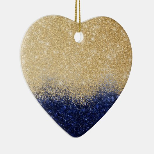 Gold en Blue Glitter Ombre Luxury Design Keramisch Ornament (Rechts)