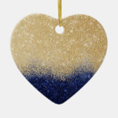 Gold en Blue Glitter Ombre Luxury Design Keramisch Ornament (Voorkant)