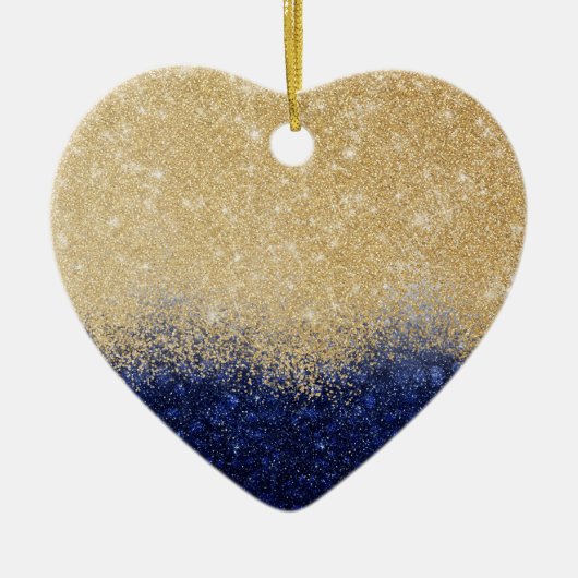 Gold en Blue Glitter Ombre Luxury Design Keramisch Ornament (Voorkant)