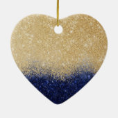 Gold en Blue Glitter Ombre Luxury Design Keramisch Ornament (Achterkant)