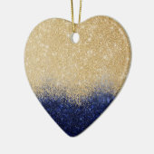 Gold en Blue Glitter Ombre Luxury Design Keramisch Ornament (Links)