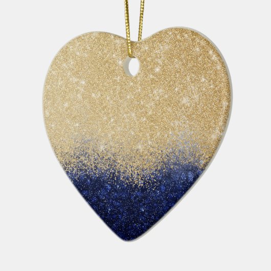 Gold en Blue Glitter Ombre Luxury Design Keramisch Ornament (Links)