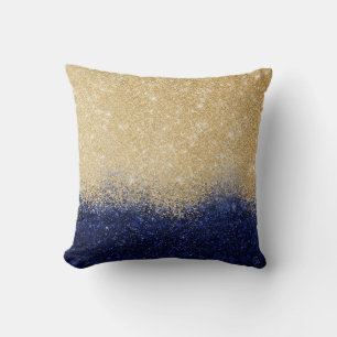 Gold en Blue Glitter Ombre Luxury Design Kussen