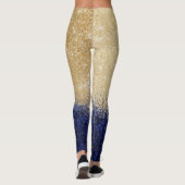 Gold en Blue Glitter Ombre Luxury Design Leggings (Achterkant)