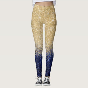Gold en Blue Glitter Ombre Luxury Design Leggings