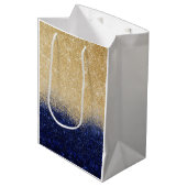Gold en Blue Glitter Ombre Luxury Design Medium Cadeauzakje (Voorkant Gekanteld)