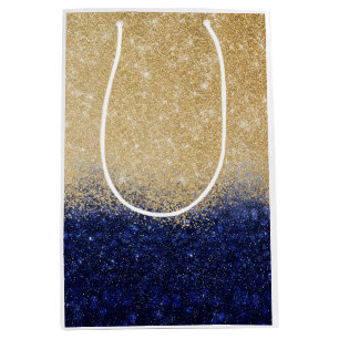 Gold en Blue Glitter Ombre Luxury Design Medium Cadeauzakje