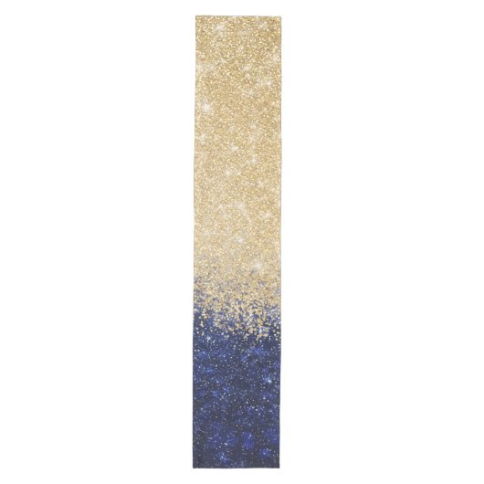 Gold en Blue Glitter Ombre Luxury Design Medium Tafelloper (Voorkant)