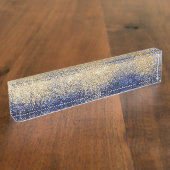 Gold en Blue Glitter Ombre Luxury Design Naambordje (Zijkant)