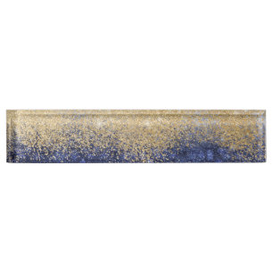 Gold en Blue Glitter Ombre Luxury Design Naambordje