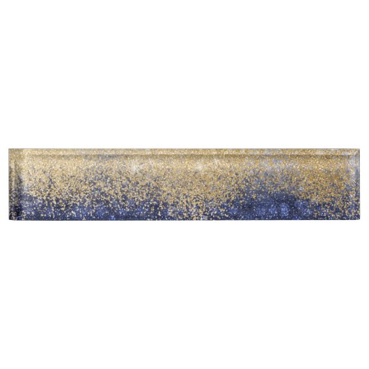 Gold en Blue Glitter Ombre Luxury Design Naambordje (Voorkant)