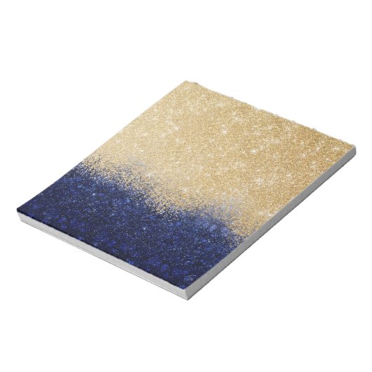 Gold en Blue Glitter Ombre Luxury Design Notitieblok (Linkerzijde)