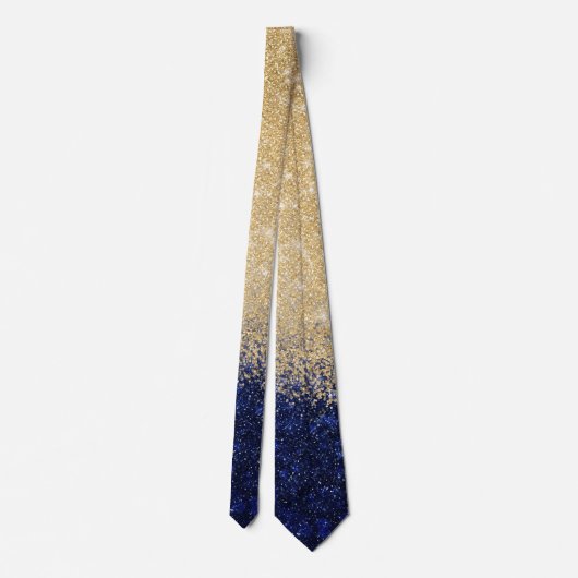 Gold en Blue Glitter Ombre Luxury Design Stropdas (Achterkant)