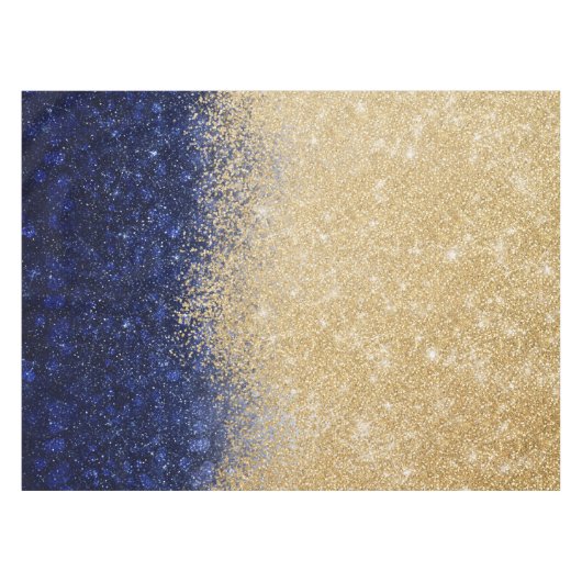 Gold en Blue Glitter Ombre Luxury Design Tafelkleed (Voorkant (Horizontaal))