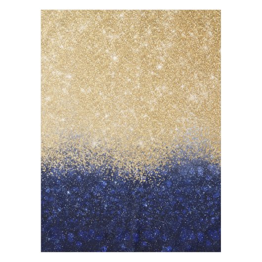 Gold en Blue Glitter Ombre Luxury Design Tafelkleed (Voorkant)