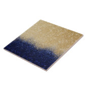 Gold en Blue Glitter Ombre Luxury Design Tegeltje (Zijkant)