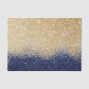 Gold en Blue Glitter Ombre Luxury Design Tissuepapier
