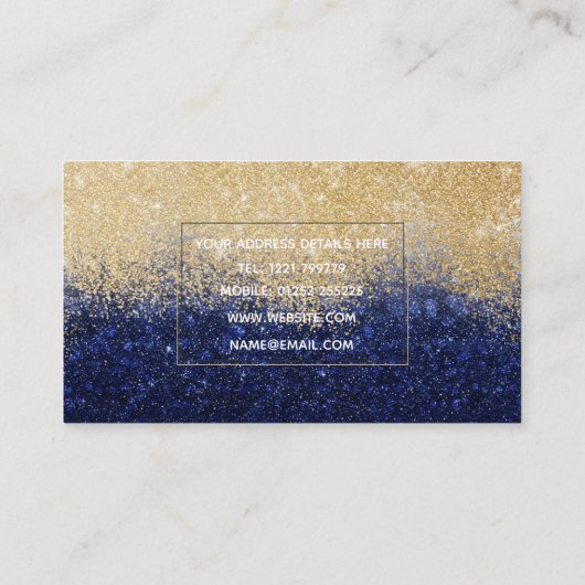 Gold en Blue Glitter Ombre Luxury Design Visitekaartje (Achterkant)