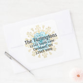 Gold en Blue Handmade Snowflake Return Address Vierkante Sticker (Envelop)