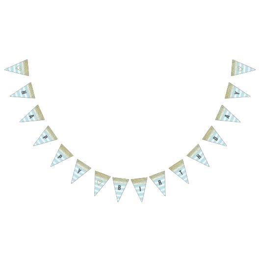 Gold en Blue Happy Birthday-banner Vlaggetjes (Alle)