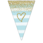 Gold en Blue Happy Birthday-banner Vlaggetjes (Eerste vlag)