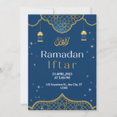 Gold en Blue, illustratief Ramadan Iftar Kaart (Voorkant)