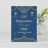 Gold en Blue, illustratief Ramadan Iftar Kaart (Staand voorkant)