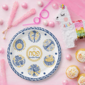 Gold en Blue Jewish Holiday Hebreeuwse Passover Papieren Bordje (Feest)