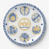 Gold en Blue Jewish Holiday Hebreeuwse Passover Papieren Bordje (Voorkant)
