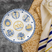 Gold en Blue Jewish Holiday Hebreeuwse Passover Papieren Bordje