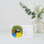 Gold en Blue Macaw Parrot Fantasy Business_Kaarten Visitekaartje (Staand voorkant)