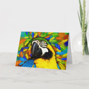 Gold en Blue Macaw Parrot Fantasy Greeting_Kaarten Kaart