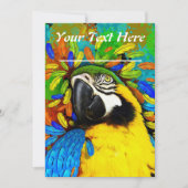Gold en Blue Macaw Parrot Fantasy Invitation_Card Kaart (Voorkant)