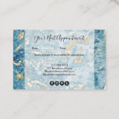 Gold en Blue Marble Appointment Card Afsprakenkaartje (Achterkant)