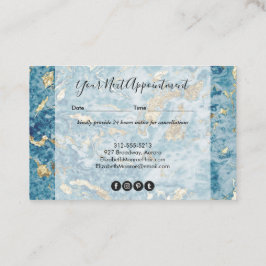 Gold en Blue Marble Appointment Card Afsprakenkaartje