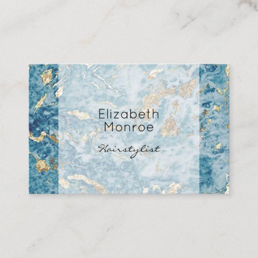 Gold en Blue Marble Appointment Card Afsprakenkaartje (Voorkant)