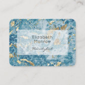 Gold en Blue Marble Hair Stylist Salon Makeup Afsprakenkaartje (Voorkant)