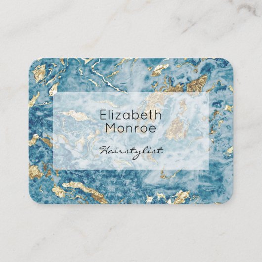 Gold en Blue Marble Hair Stylist Salon Makeup Afsprakenkaartje (Voorkant)
