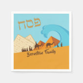 Gold- en Blue Matzah-aangepaste Hebreeuwse Passove Servet (Voorkant)