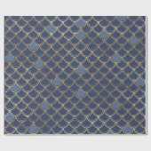 Gold- en Blue Mermaid Scale-patroon Cadeaupapier (Vlak)