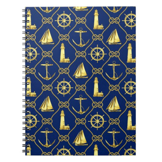 Gold en Blue Nautical Writing Journal Notitieboek (Voorkant)