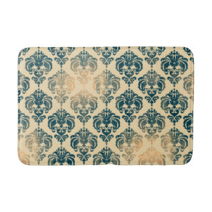 Gold en  Blue Rustic Modern Glam Damask Badmat