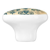 Gold en  Blue Rustic Modern Glam Damask Keramische Knop (Zijkant)