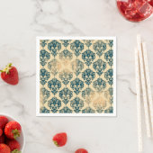 Gold en  Blue Rustic Modern Glam Damask Servet (Insitu)