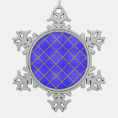 Gold- en Blue Snowflake-kerstversiering Tin Sneeuwvlok Ornament (Voorkant)