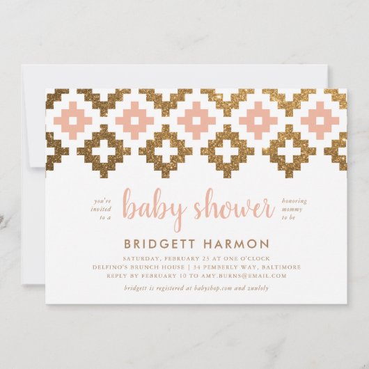 Gold en Blush Boho Aztec Baby shower Kaart (Voorkant)