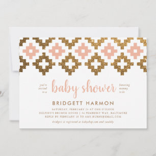 Gold en Blush Boho Aztec Baby shower Kaart